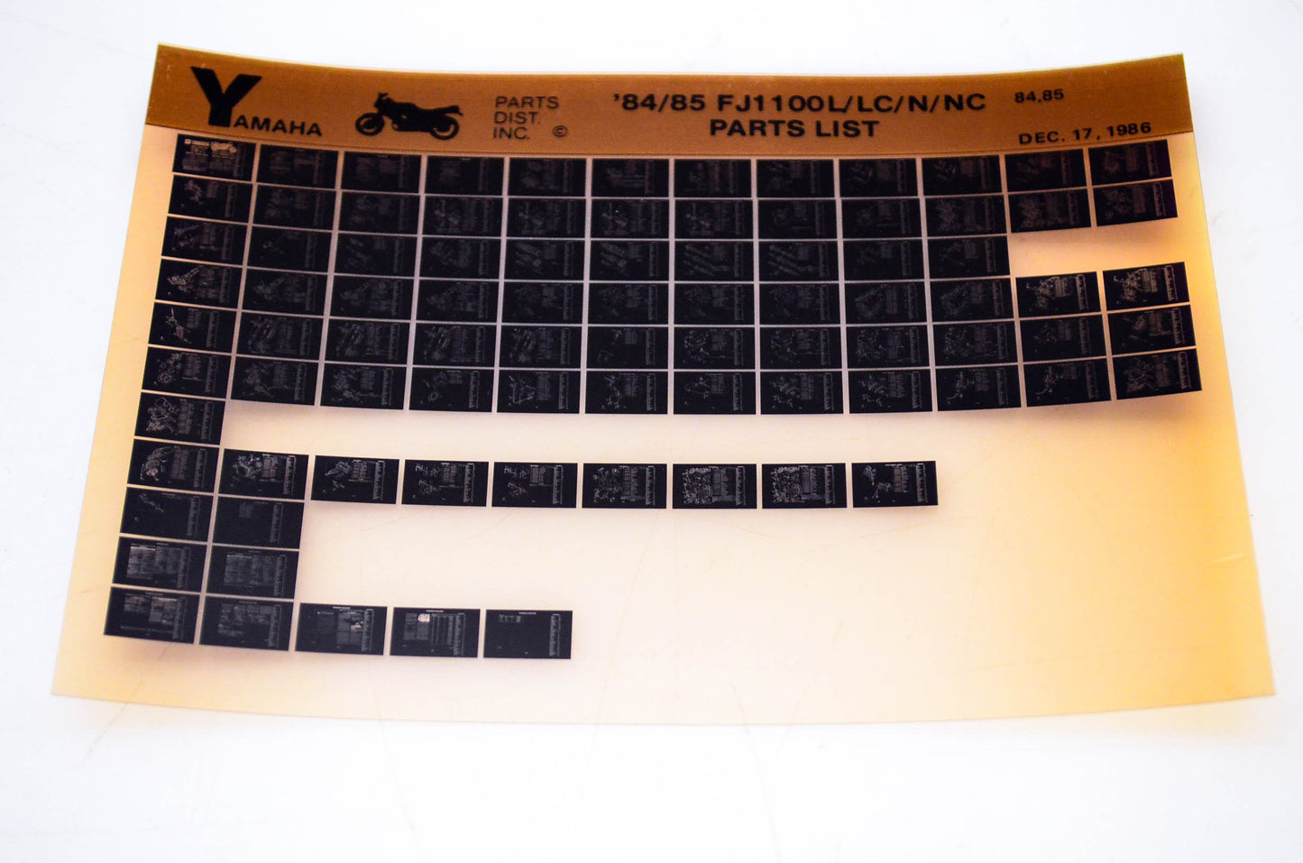 OEM Yamaha FJ1100L/LC/N/NC 1986/December 17 '84 - '85 Parts List Microfiche