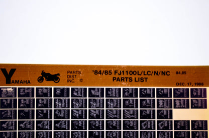 OEM Yamaha FJ1100L/LC/N/NC 1986/December 17 '84 - '85 Parts List Microfiche