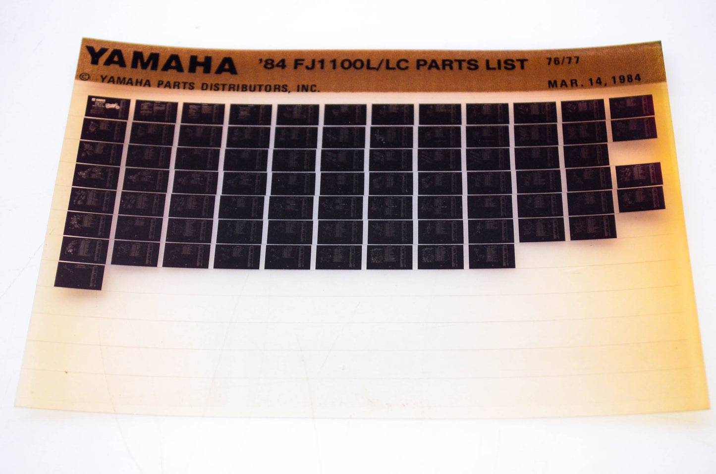 OEM Yamaha FJ1100L/LC 1984/March 14 '84 76 - 77 Parts List Microfiche