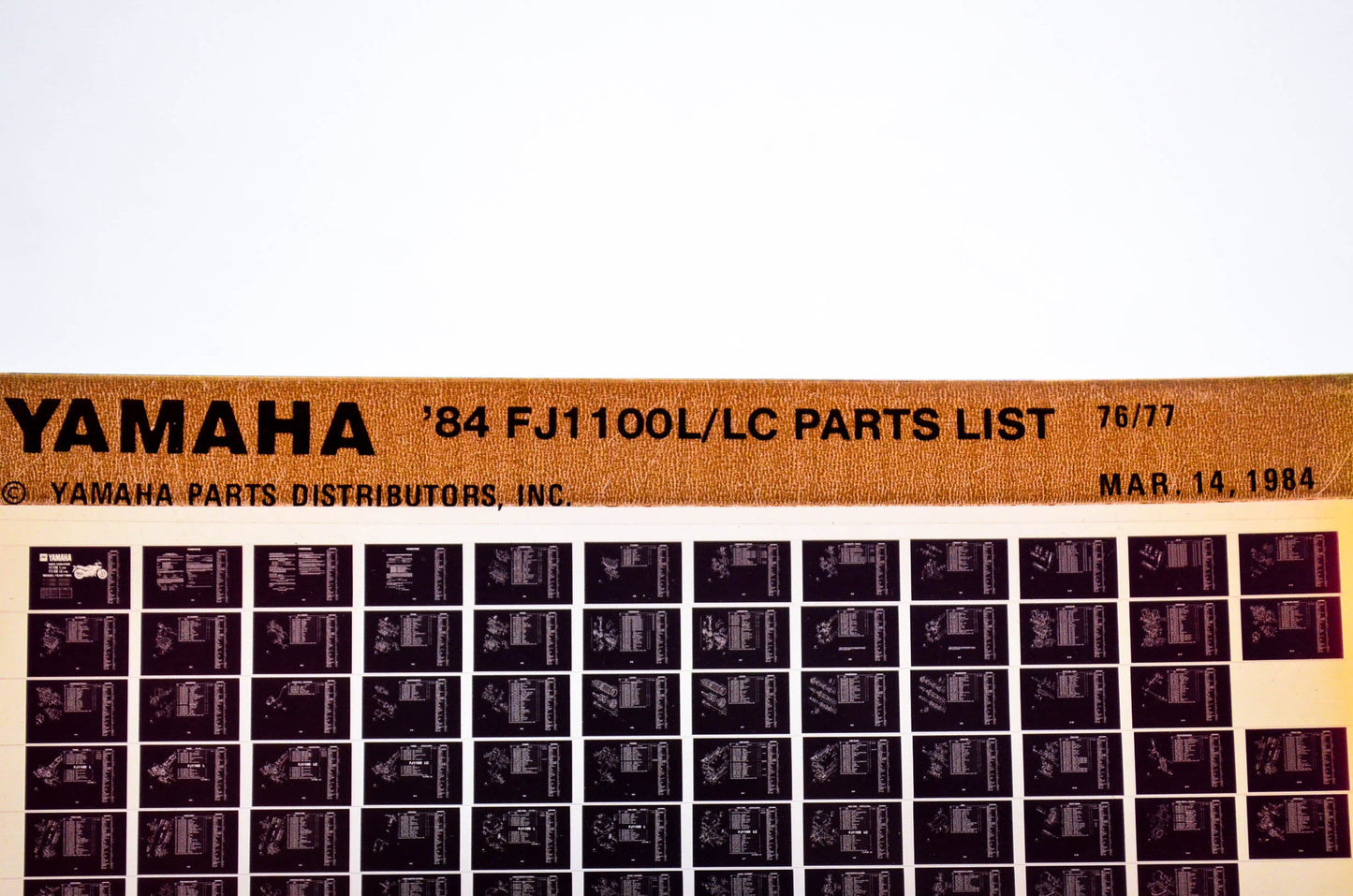 OEM Yamaha FJ1100L/LC 1984/March 14 '84 76 - 77 Parts List Microfiche