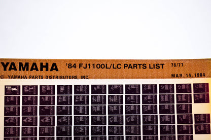 OEM Yamaha FJ1100L/LC 1984/March 14 '84 76 - 77 Parts List Microfiche