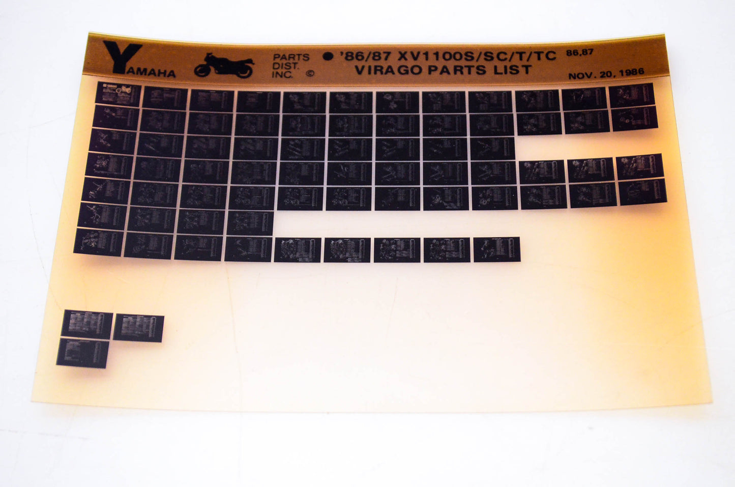 OEM Yamaha XV1100S/SC/T/TC 1986/November '86 - '87 Virago Parts List Microfiche