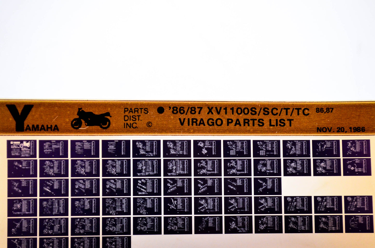 OEM Yamaha XV1100S/SC/T/TC 1986/November '86 - '87 Virago Parts List Microfiche