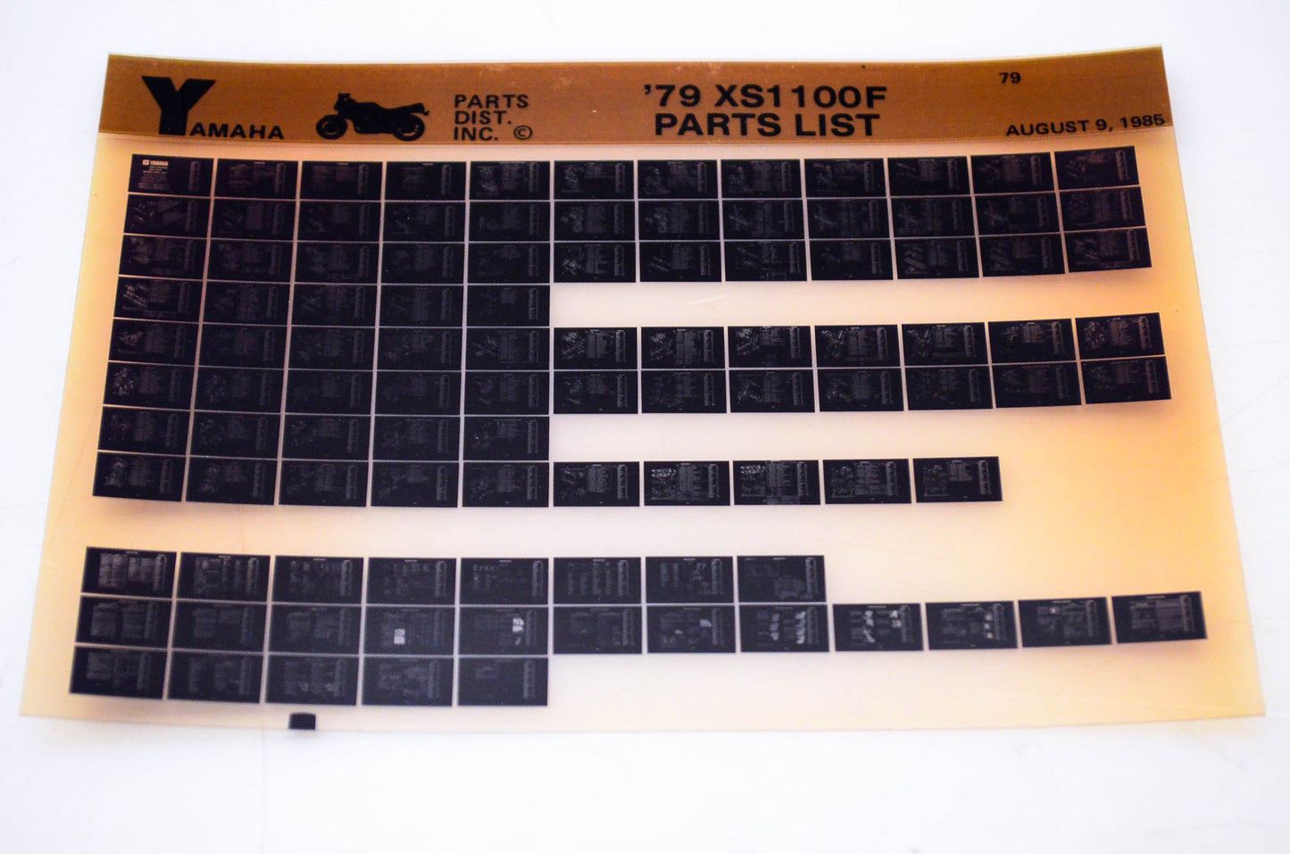 OEM Yamaha XS1100F 1985/August 9 '79 Parts List Microfiche
