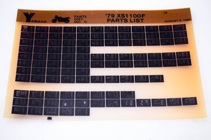 OEM Yamaha XS1100F 1985/August 9 '79 Parts List Microfiche