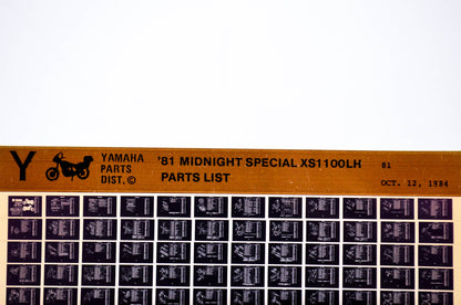 OEM Yamaha XS1100LH 1984/October 12 '81 Midnight Special Parts List Microfiche