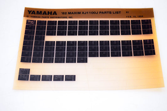 OEM Yamaha XJ1100J 1984/February 15 '82 Maxim Parts List Microfiche