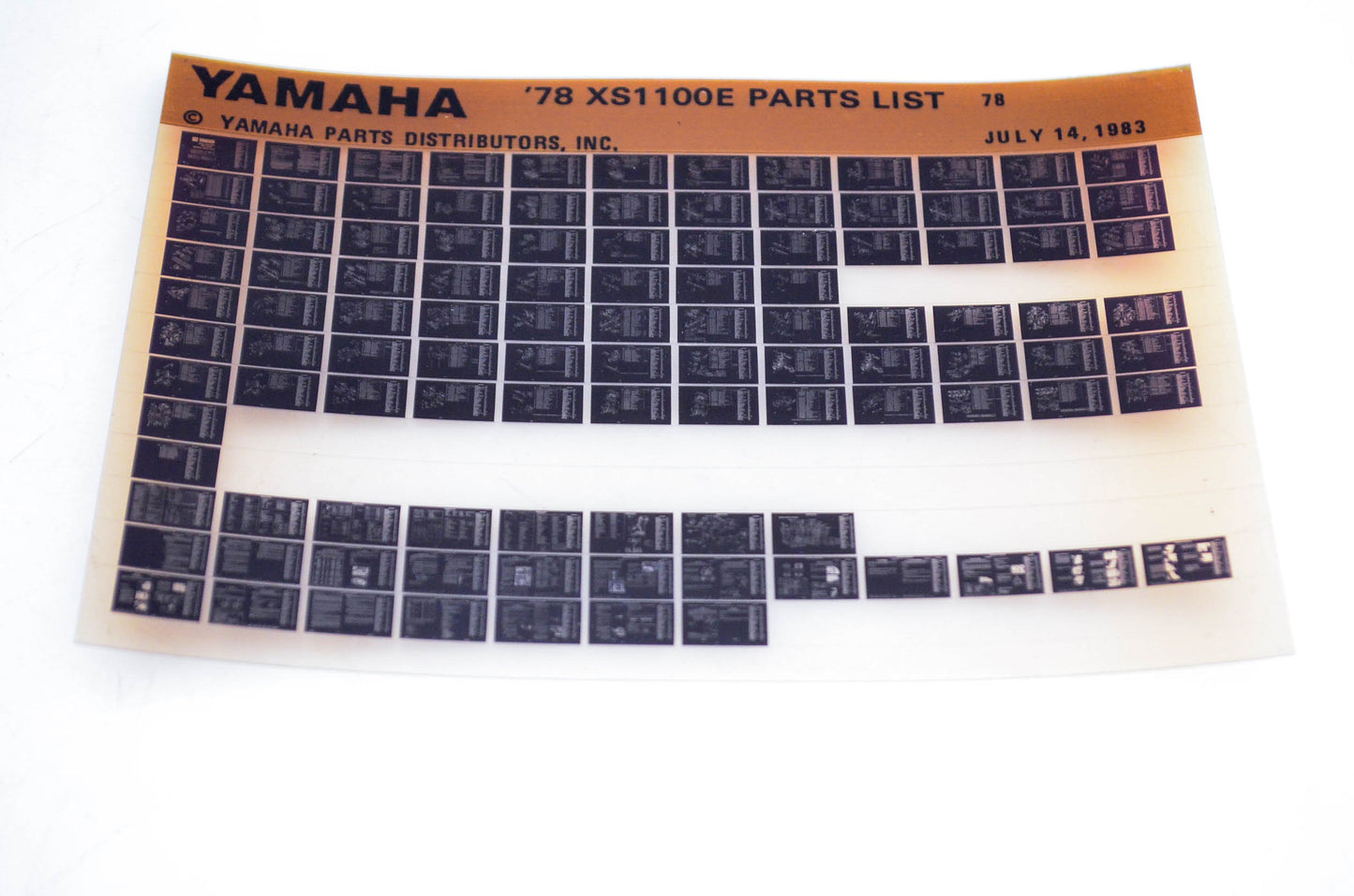 OEM Yamaha XS1100E 1983/July 14 '78 Parts List Microfiche