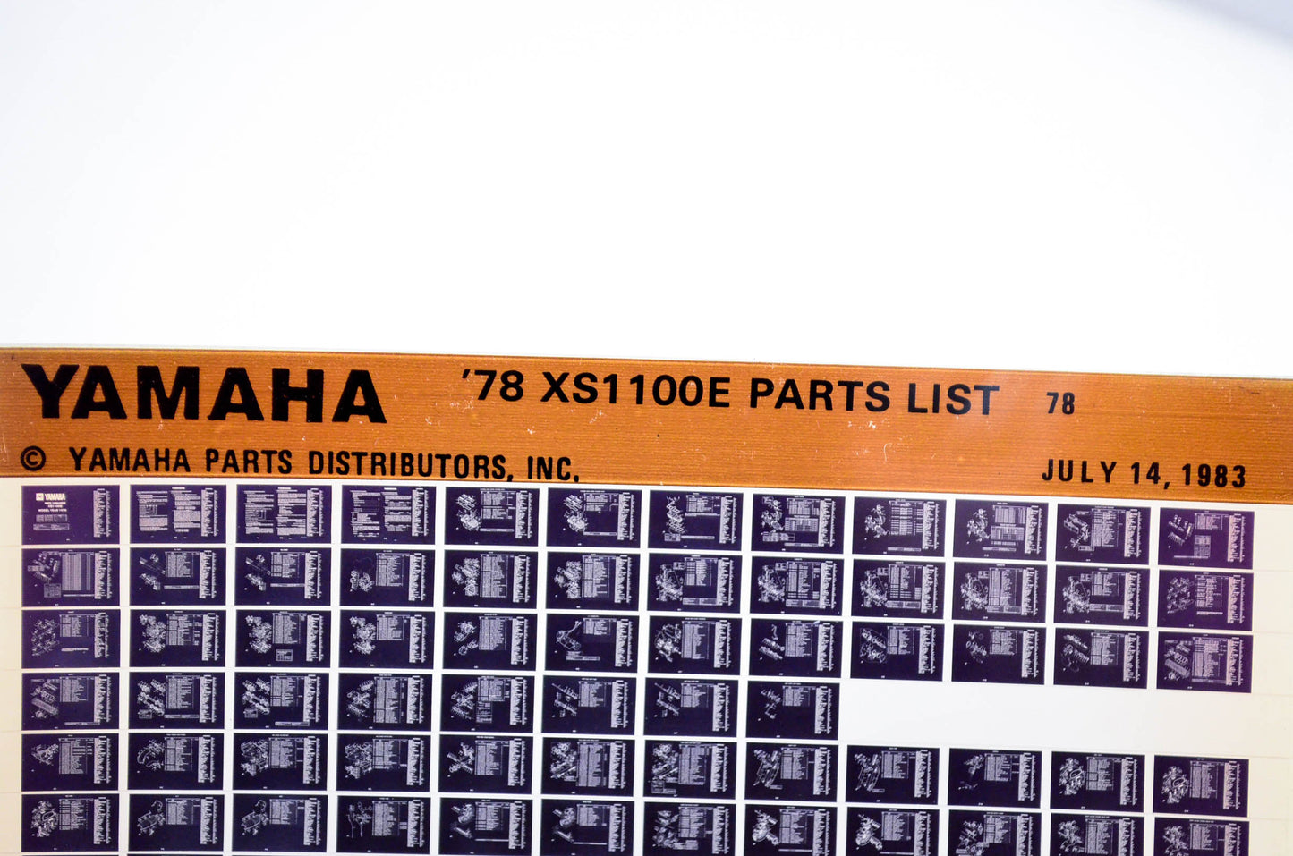 OEM Yamaha XS1100E 1983/July 14 '78 Parts List Microfiche