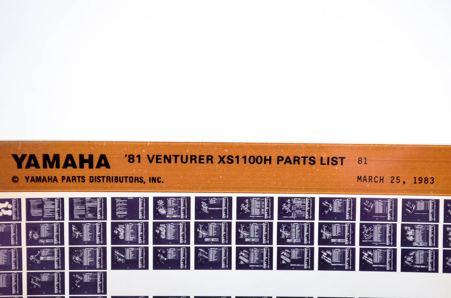 OEM Yamaha XS1100H 1983/March 25 '81 Venturer Parts List Microfiche