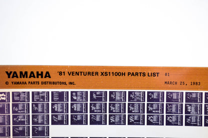 OEM Yamaha XS1100H 1983/March 25 '81 Venturer Parts List Microfiche