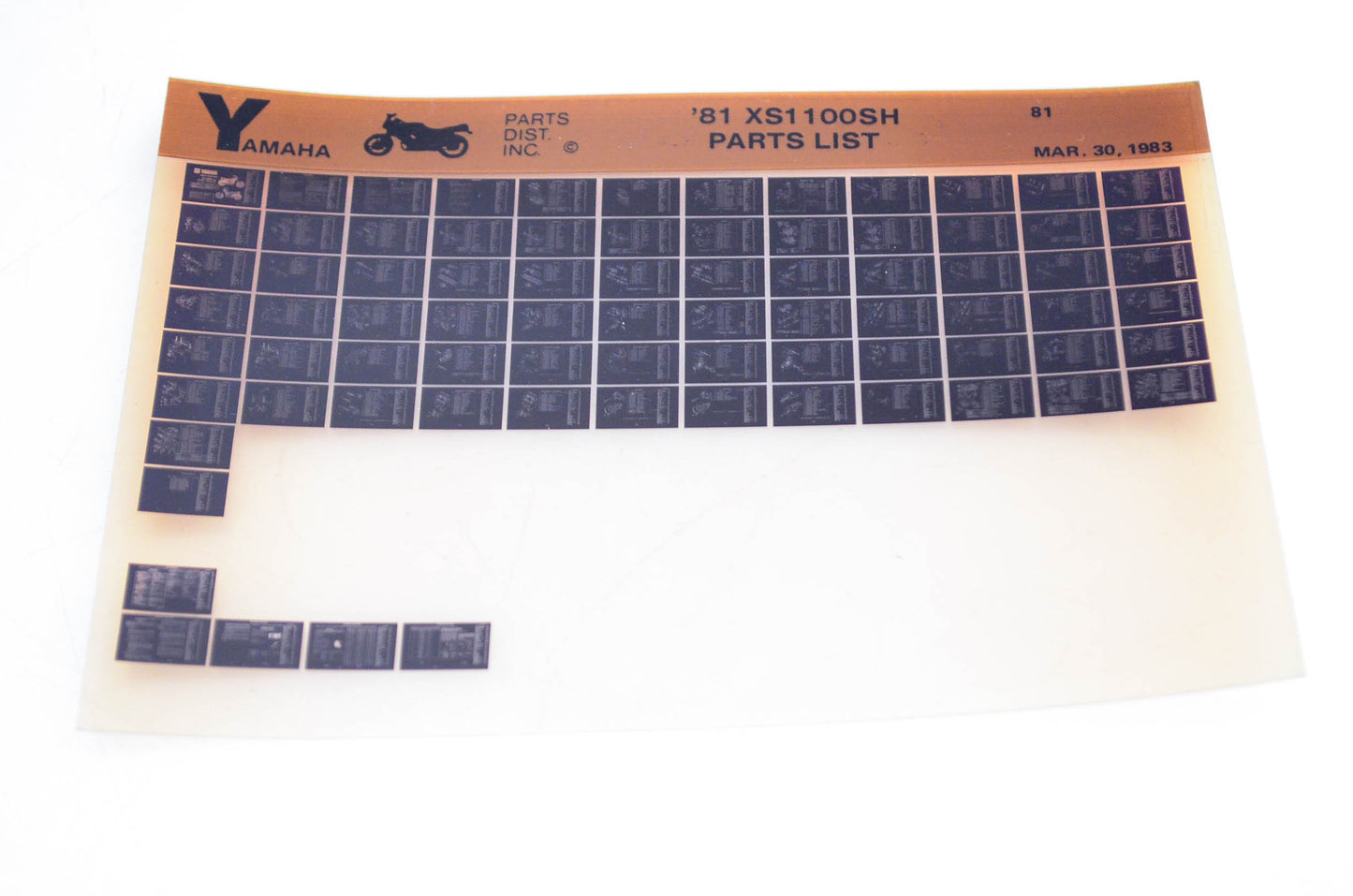 OEM Yamaha XS1100SH 1983/March 30 '81 Parts List Microfiche