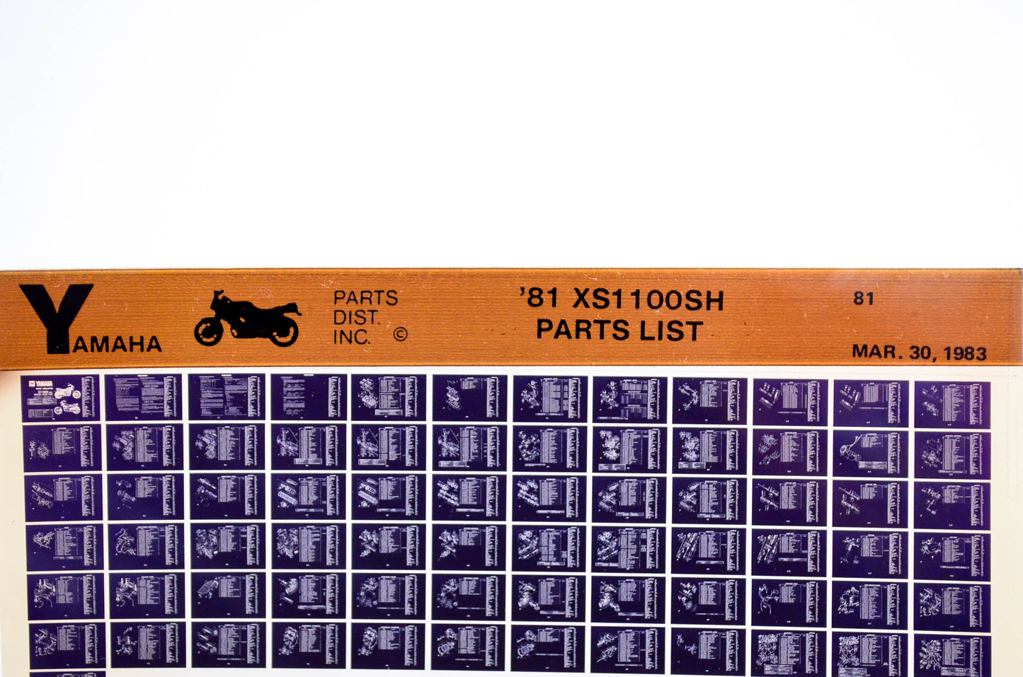 OEM Yamaha XS1100SH 1983/March 30 '81 Parts List Microfiche