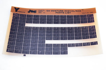 OEM Yamaha XVZ12L/KC2 1985/July 24 '84 Venture Parts List Microfiche