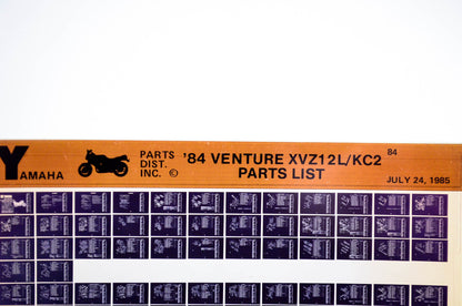 OEM Yamaha XVZ12L/KC2 1985/July 24 '84 Venture Parts List Microfiche