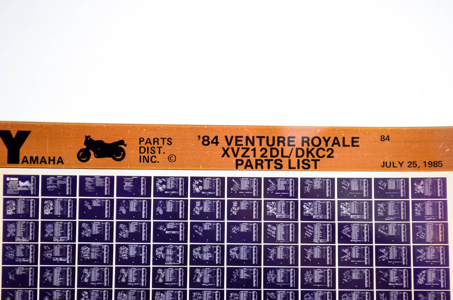 OEM Yamaha XVZ12DL/DKC2 1985/July 25 '84 Venture Royale Parts List Microfiche