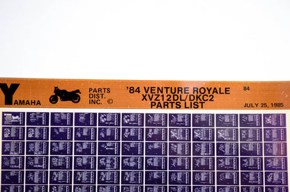 OEM Yamaha XVZ12DL/DKC2 1985/July 25 '84 Venture Royale Parts List Microfiche