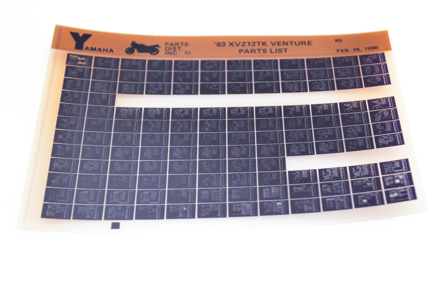 OEM Yamaha XVZ12TK 1986/February 26 '83 Venture Parts List Microfiche