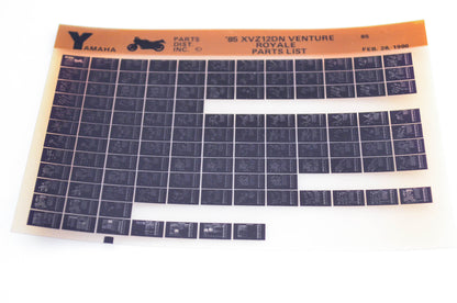 OEM Yamaha XVZ12DN 1986/February 28 '85 Venture Royale Parts List Microfiche