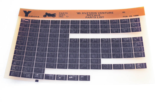 OEM Yamaha XVZ12DN 1986/February 28 '85 Venture Royale Parts List Microfiche