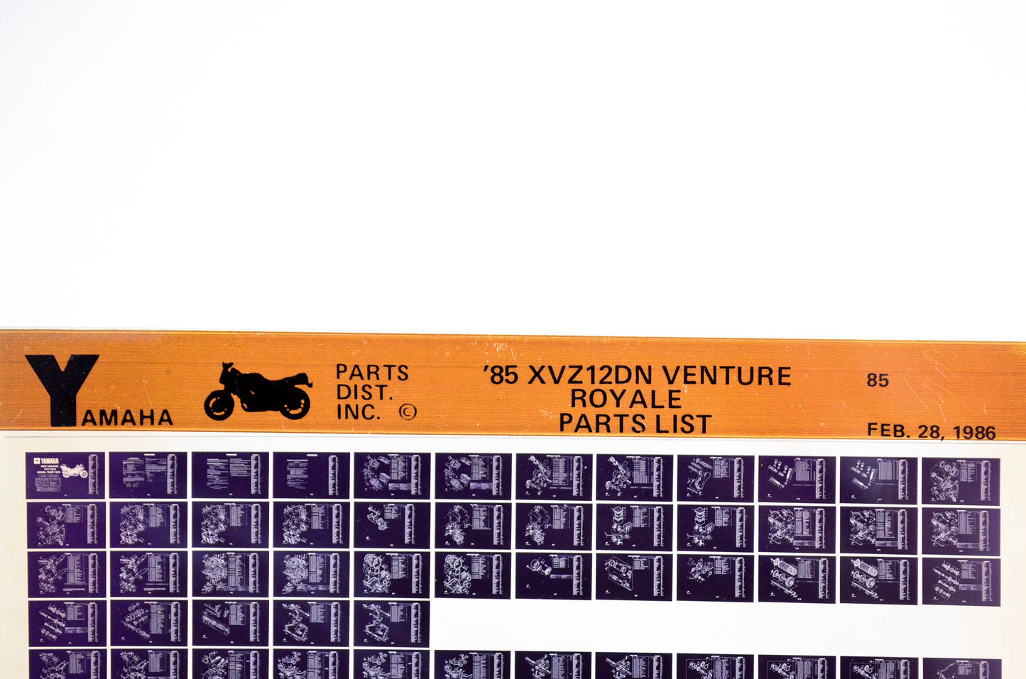 OEM Yamaha XVZ12DN 1986/February 28 '85 Venture Royale Parts List Microfiche