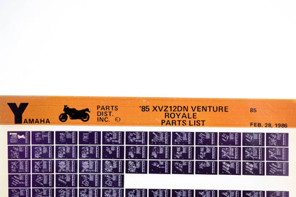 OEM Yamaha XVZ12DN 1986/February 28 '85 Venture Royale Parts List Microfiche