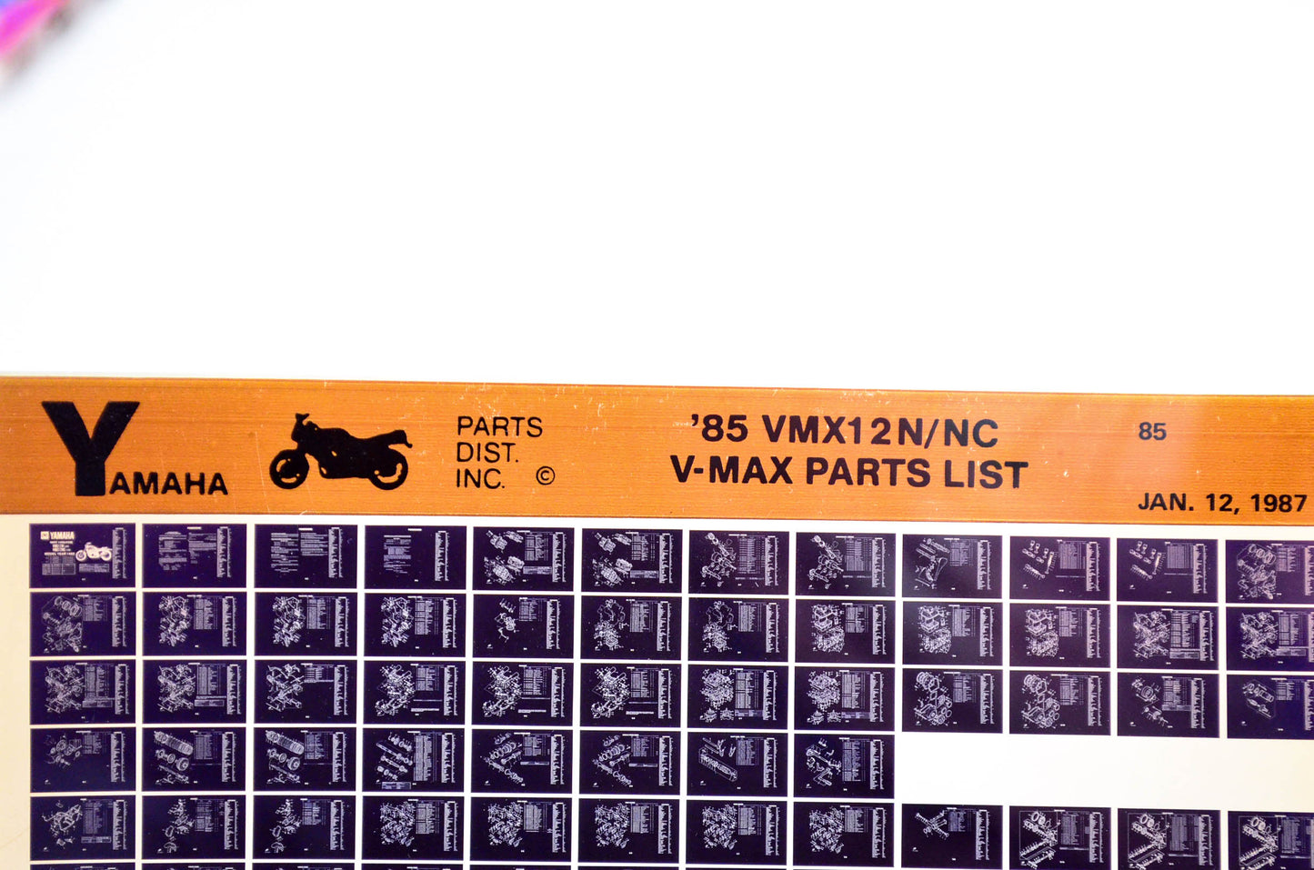 OEM Yamaha VMX12N/NC 1987/January 12 '85 V-Max Parts List Microfiche