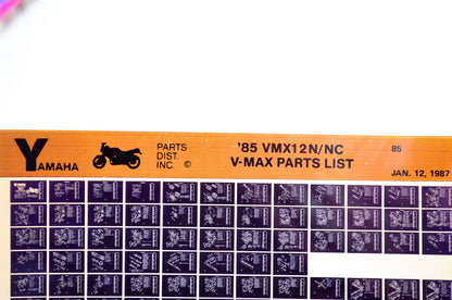 OEM Yamaha VMX12N/NC 1987/January 12 '85 V-Max Parts List Microfiche