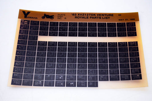 OEM Yamaha XVZ12TDK 1986/May 27 '83 Venture Royale Parts List Microfiche
