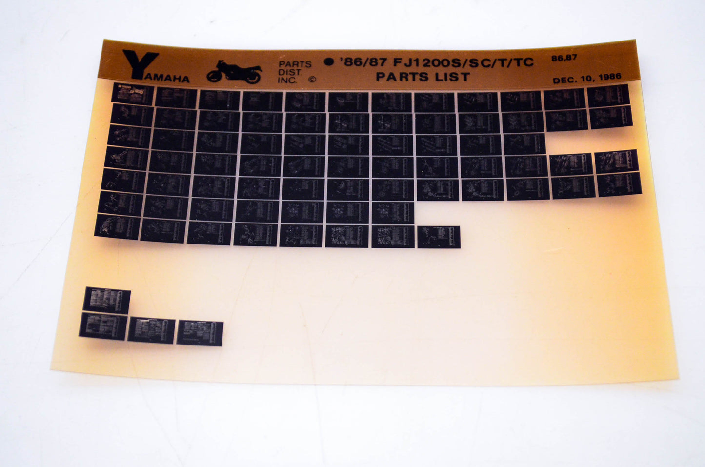 OEM Yamaha FJ1200S/SC/T/TC 1986/December 10 '86 - '87 Parts List Microfiche