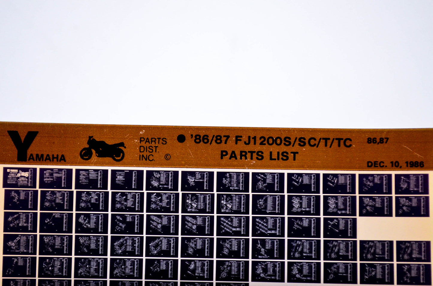 OEM Yamaha FJ1200S/SC/T/TC 1986/December 10 '86 - '87 Parts List Microfiche