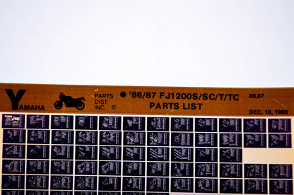 OEM Yamaha FJ1200S/SC/T/TC 1986/December 10 '86 - '87 Parts List Microfiche