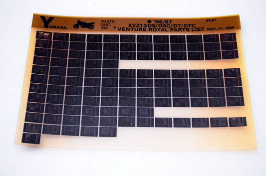OEM Yamaha XVZ13DS/DSC/DT/DTC '86-'87 Venture Royale Parts List Microfiche
