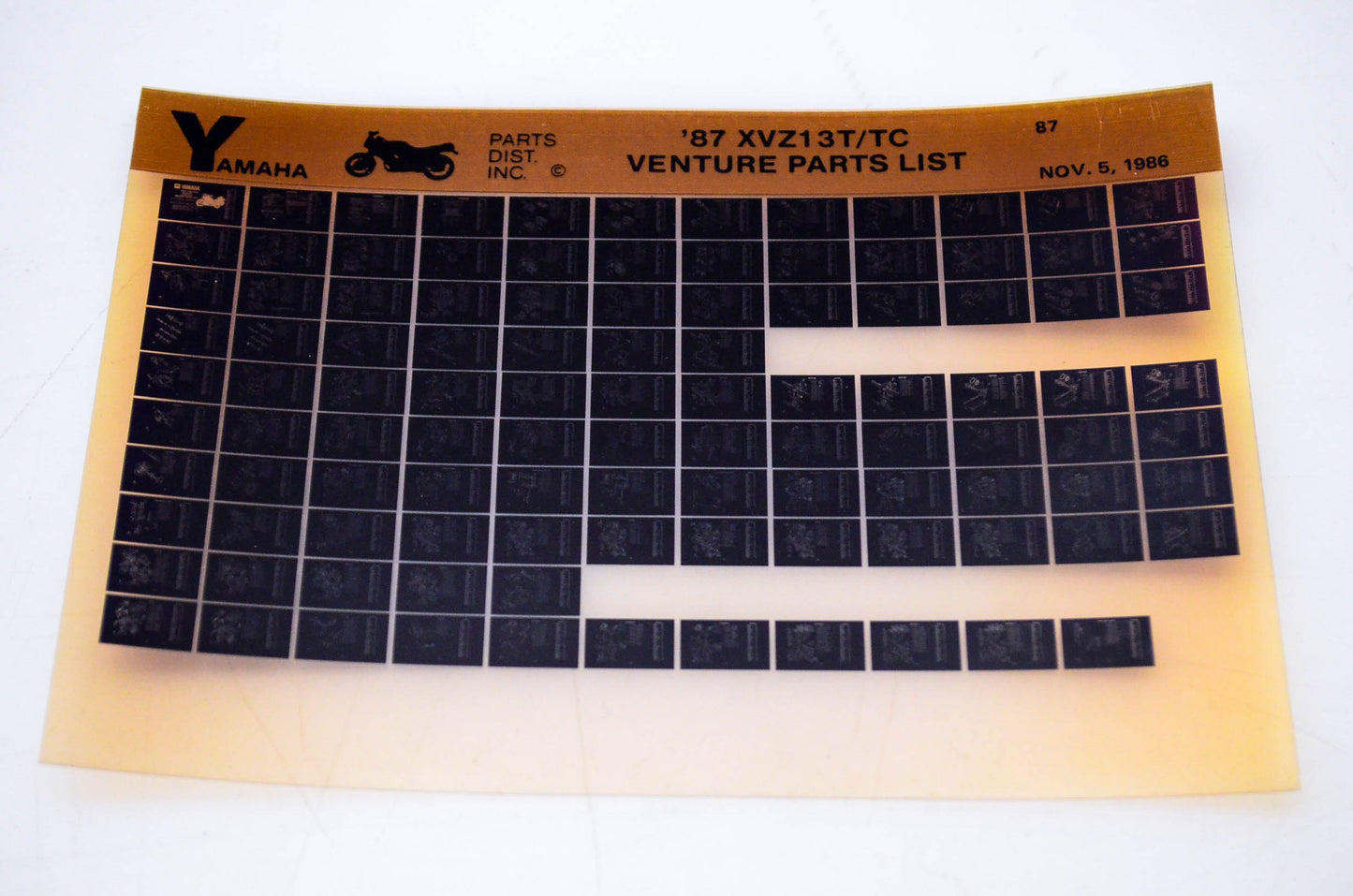OEM Yamaha XVZ13T/TC 1986/November 5 '87 Venture Parts List Microfiche