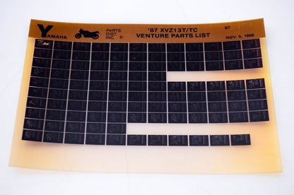 OEM Yamaha XVZ13T/TC 1986/November 5 '87 Venture Parts List Microfiche