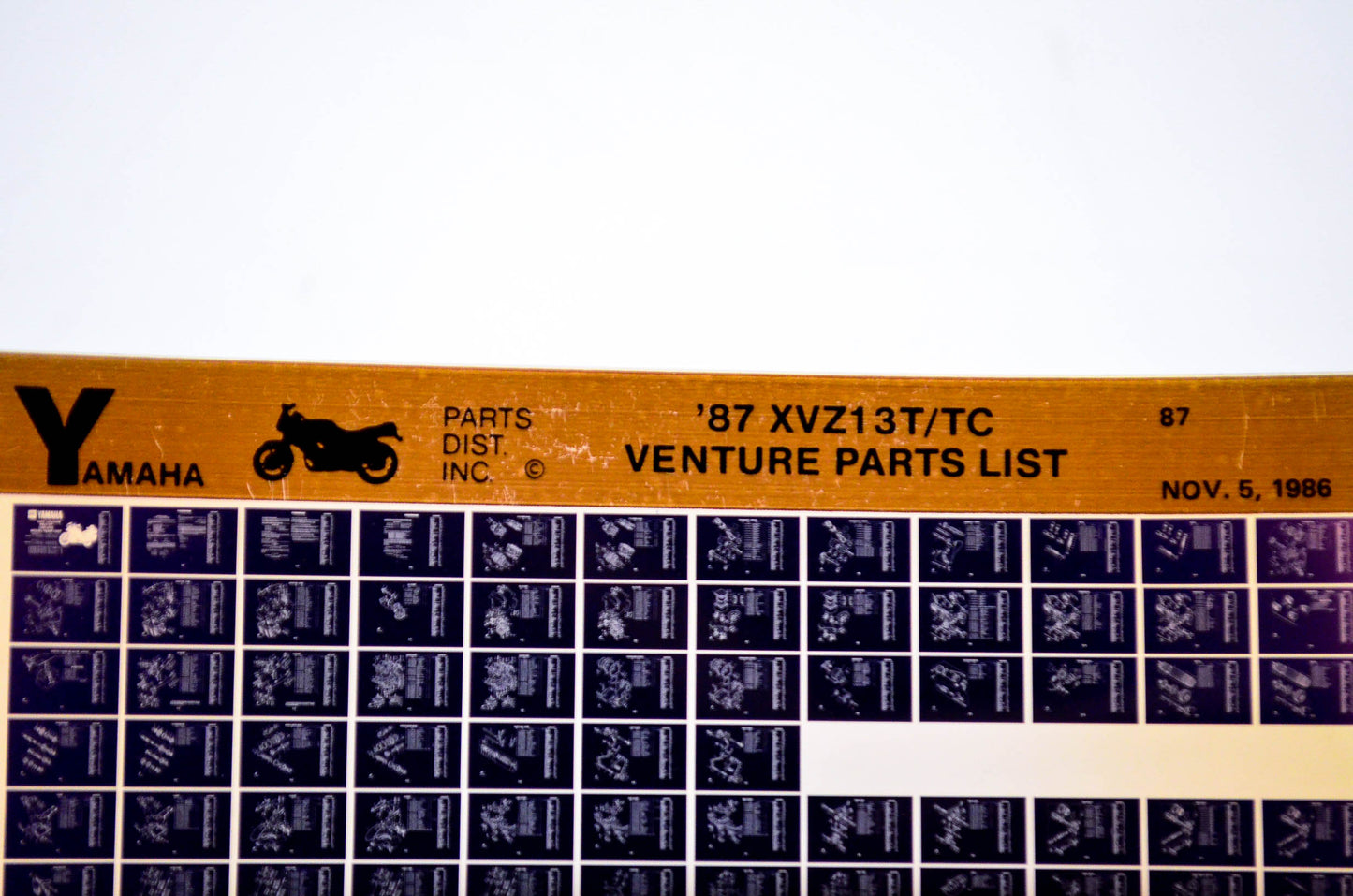 OEM Yamaha XVZ13T/TC 1986/November 5 '87 Venture Parts List Microfiche