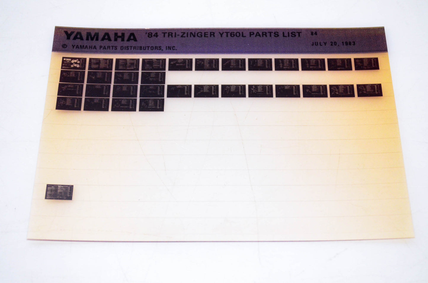 OEM Yamaha YT60L 1983/July 20 '84 Tri-Zinger Parts List Microfiche