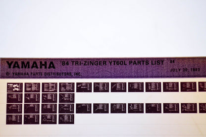 OEM Yamaha YT60L 1983/July 20 '84 Tri-Zinger Parts List Microfiche