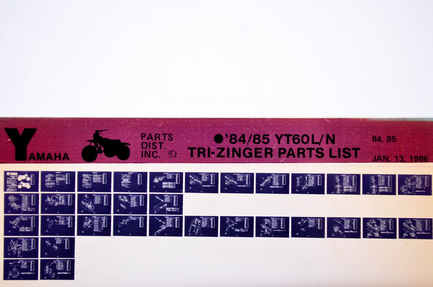 OEM Yamaha YT60L/N 1986/January 13 '84 - '85 Tri-Zinger Parts List Microfiche