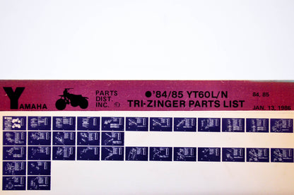 OEM Yamaha YT60L/N 1986/January 13 '84 - '85 Tri-Zinger Parts List Microfiche