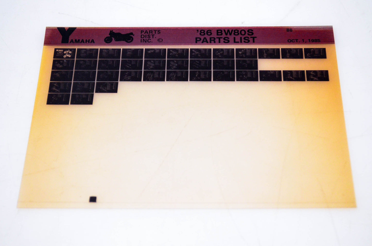 OEM Yamaha BW80S 1985/October 1 '86 Parts List Microfiche