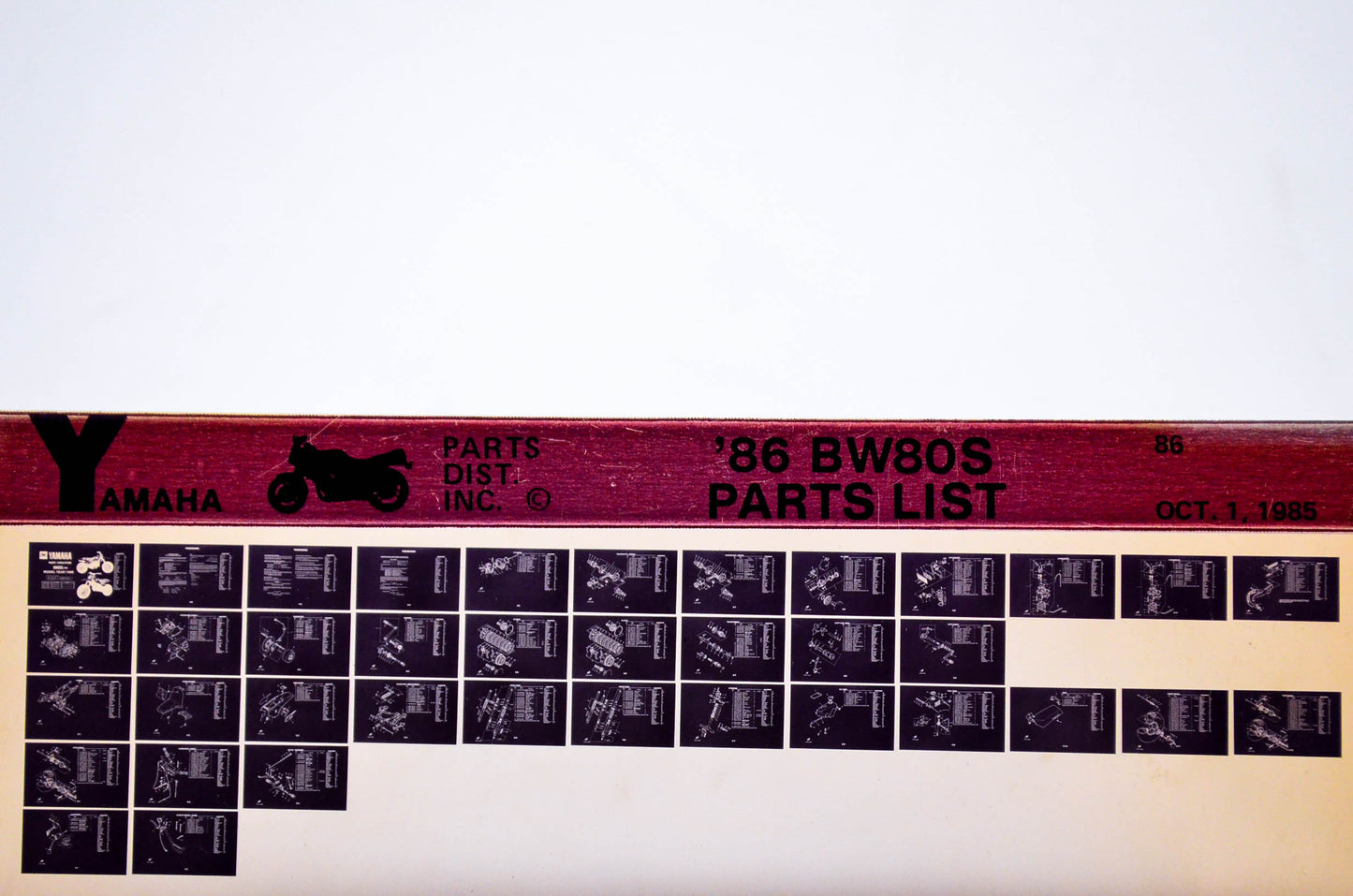 OEM Yamaha BW80S 1985/October 1 '86 Parts List Microfiche