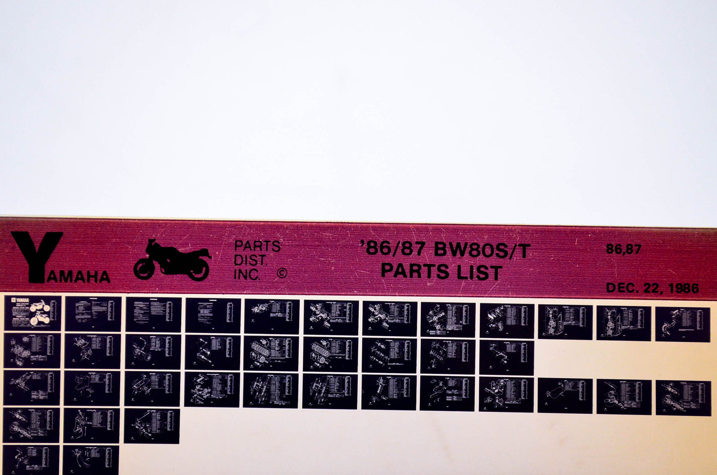 OEM Yamaha BW80S/T 1986/December 22 '86 - '87 Parts List Microfiche
