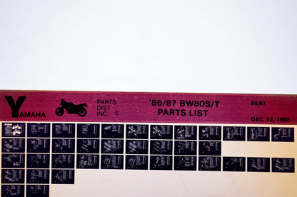 OEM Yamaha BW80S/T 1986/December 22 '86 - '87 Parts List Microfiche