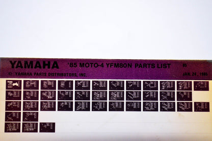 OEM Yamaha YFM80N 1985/January 24 '85 Moto-4 Parts List Microfiche