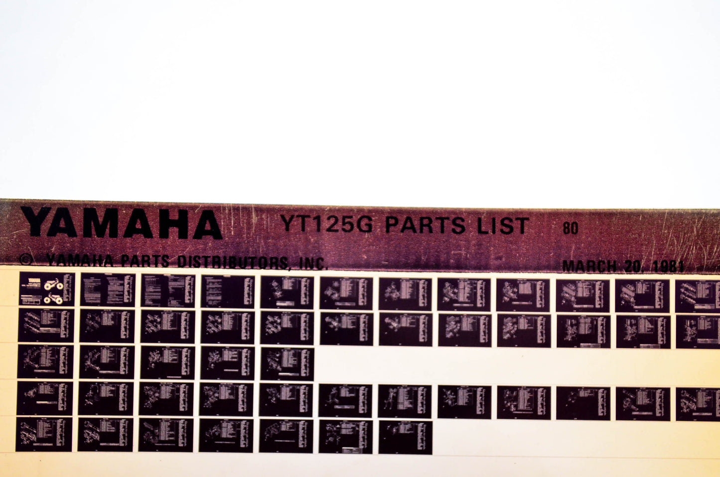 OEM Yamaha YT125G 1981/March 20 '80 Parts List Microfiche