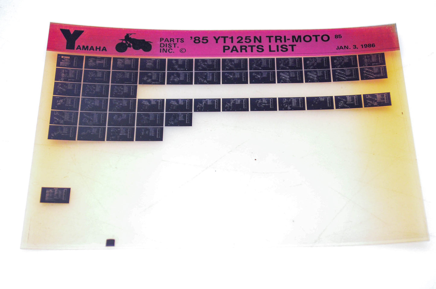 OEM Yamaha YT125N 1986/January 3 '85 Tri-Moto Parts List Microfiche