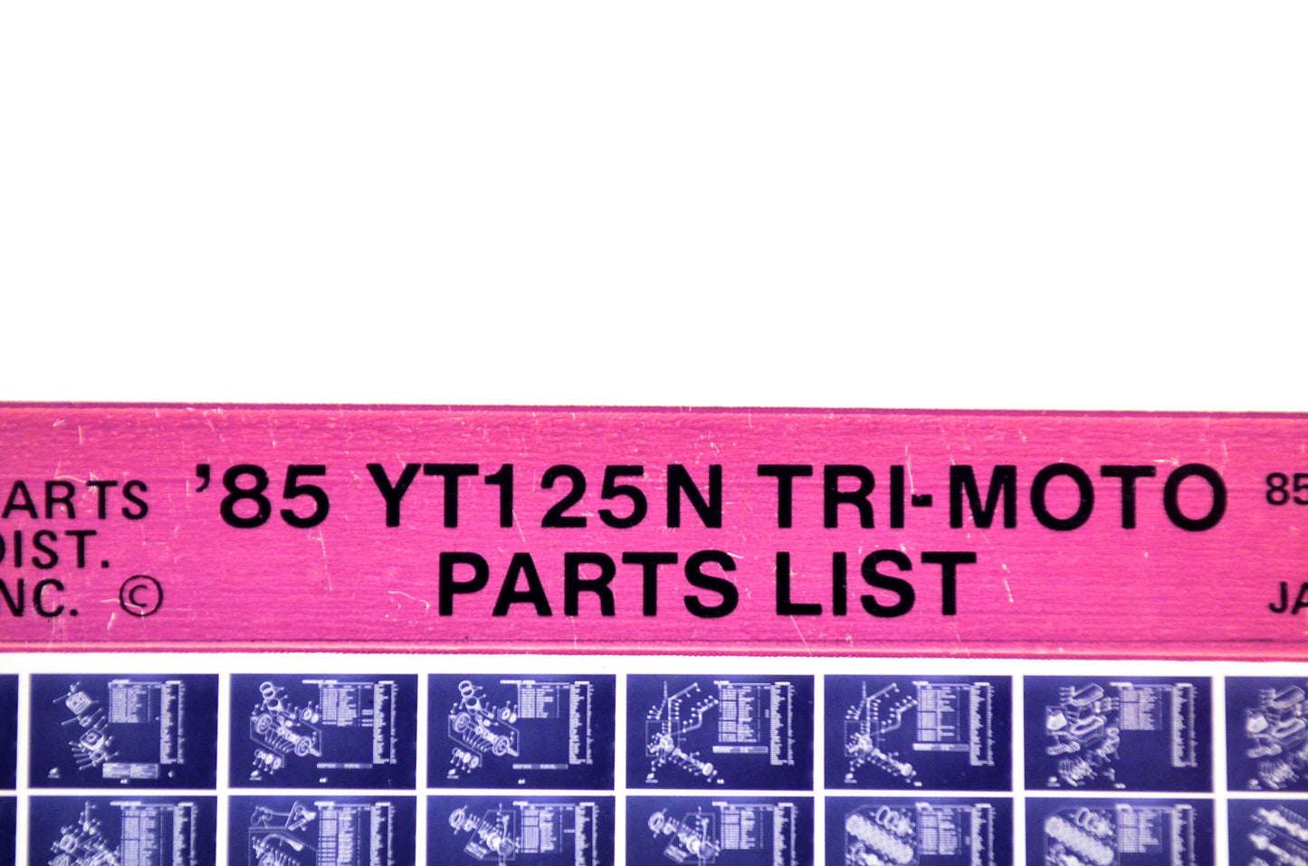 OEM Yamaha YT125N 1986/January 3 '85 Tri-Moto Parts List Microfiche