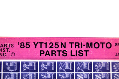 OEM Yamaha YT125N 1986/January 3 '85 Tri-Moto Parts List Microfiche
