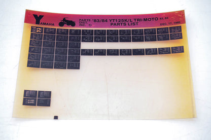 OEM Yamaha YT125K/L 1985/December 17 '83 - '84 Tri-Moto Parts List Microfiche